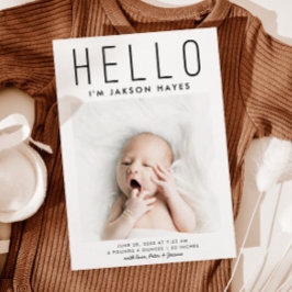 hallo Eenvoudige moderne fotogeboorte Aankondiging