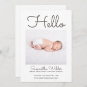 hallo Eenvoudige moderne geboorteaankondiging foto Aankondiging (Voorkant / Achterkant)
