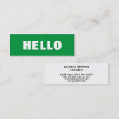 hallo eenvoudige, schone, witte, groene profession mini visitekaartje (Voorkant / Achterkant)