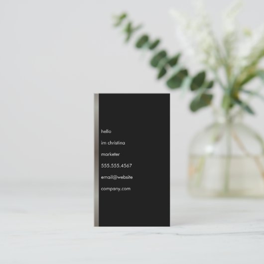 Hallo Eenvoudige tekst Faux Metallic Trim Visitekaartje (Staand voorkant)