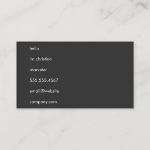 hallo eenvoudige tekst visitekaartje