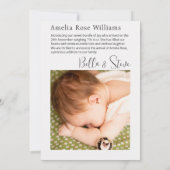 Hallo Eenvoudige Typografie Foto Baby Aankondiging (Achterkant)