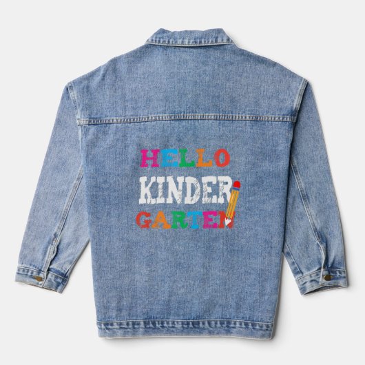 Hallo eerste dag van de kinderopvang denim jacket (Achterkant)