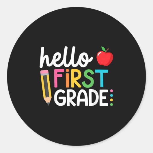 hallo eerste dag van de vijfde klas ronde sticker (Voorkant)
