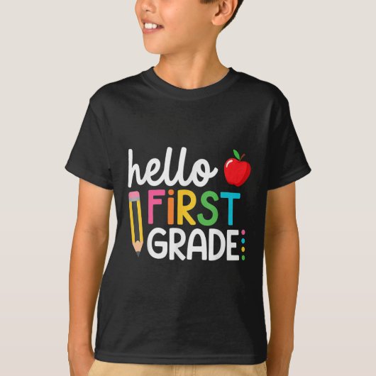 hallo eerste dag van de vijfde klas t-shirt (Voorkant)