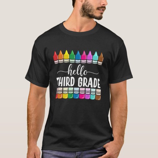 Hallo Eerste dag van het 3e leerjaar team T-shirt (Voorkant)