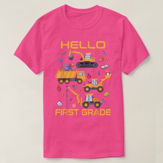 hallo eerste graad eerste constructietraject terug t-shirt (Design voorkant)