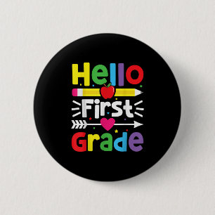 hallo eerste graad eerste graad terug naar schooll ronde button 5,7 cm