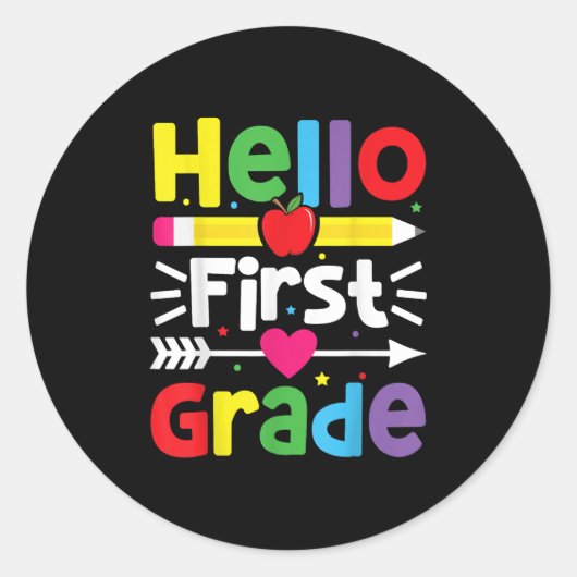 hallo eerste graad eerste graad terug naar schooll ronde sticker (Voorkant)