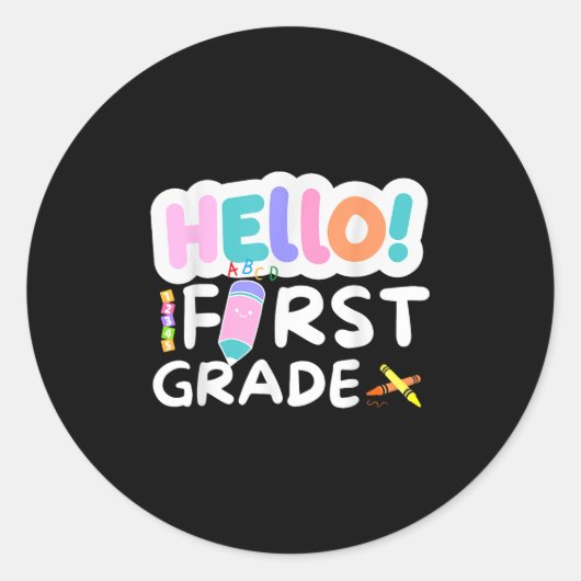 hallo eerste graad eerste graad terug naar schooll ronde sticker (Voorkant)