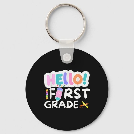 hallo eerste graad eerste graad terug naar schooll sleutelhanger (Voorkant)