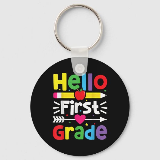 hallo eerste graad eerste graad terug naar schooll sleutelhanger (Voorkant)
