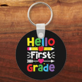 hallo eerste graad eerste graad terug naar schooll sleutelhanger (Voorkant)