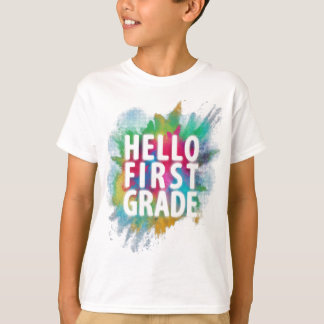hallo eerste graad! Funny 1e graad terug naar scho T-shirt