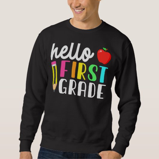 hallo eerste graad team Kinder terug naar school Trui (Voorkant)