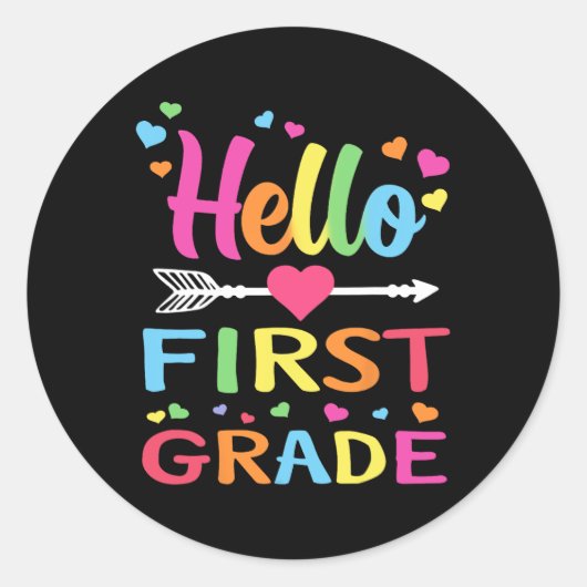 hallo eerste graad terug naar school eerste klas l ronde sticker (Voorkant)
