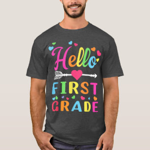 hallo eerste graad terug naar school eerste klas l t-shirt