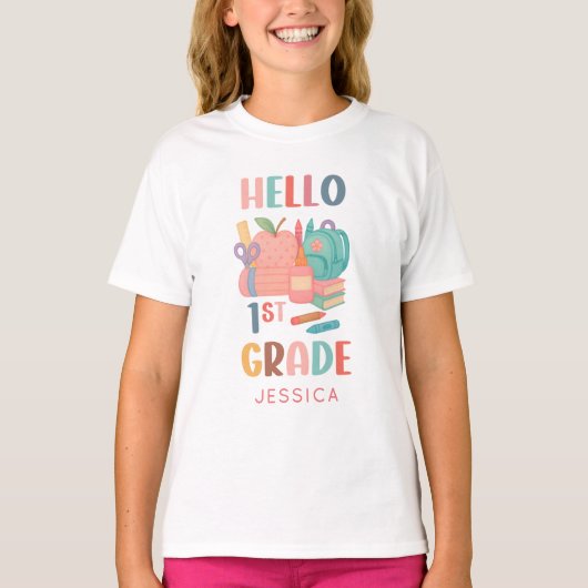hallo Eerste graad Terug naar School-Kinderen T-shirt (Voorkant)