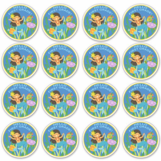 hallo eerste graad! Zeemeervis Sticker (Voorkant)