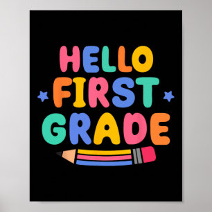 Hallo Eerste Klas 1e Klas Terug naar School Leraar Poster