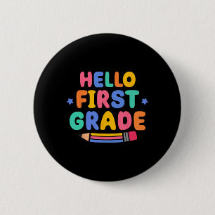 Hallo Eerste Klas 1e Klas Terug naar School Leraar Ronde Button 5,7 Cm