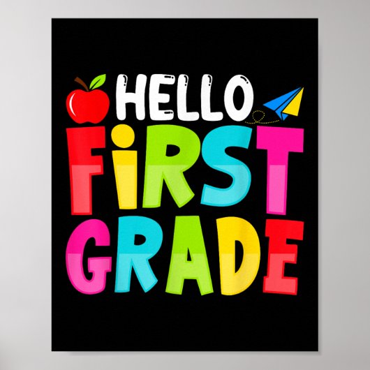Hallo Eerste Klas Grappig Terug Naar School Eerste Poster (Voorkant)