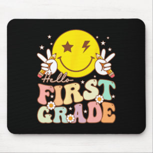 Hallo Eerste klas Hippie Smile Face 1e klas Terug Muismat