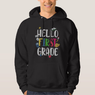 Hallo Eerste Klas Klaslokaal Terug naar School Kin Hoodie
