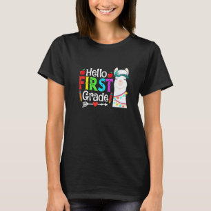 Hallo Eerste Klas Lama Terug Naar School Eerste Da T-shirt