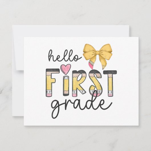 Hallo Eerste klas leraar Coquette Pencil Bow Back (Voorkant)