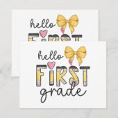 Hallo Eerste klas leraar Coquette Pencil Bow Back (Voorkant / Achterkant)