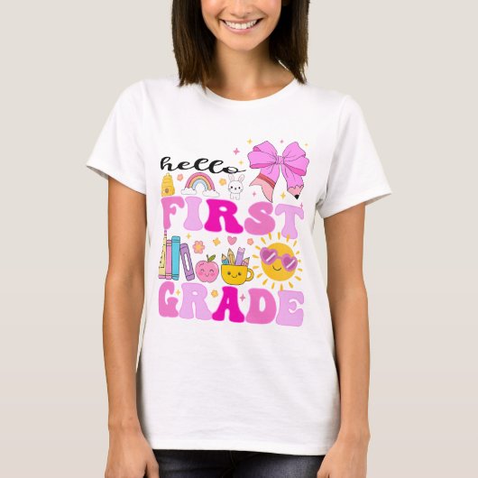 Hallo Eerste klas, Preppy Terug naar school T-shirt (Voorkant)