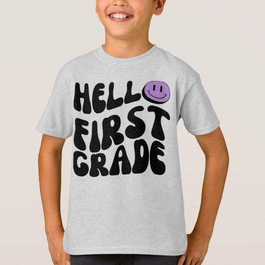 Hallo Eerste klas Retro 1e klas Terug naar School T-shirt (Voorkant)