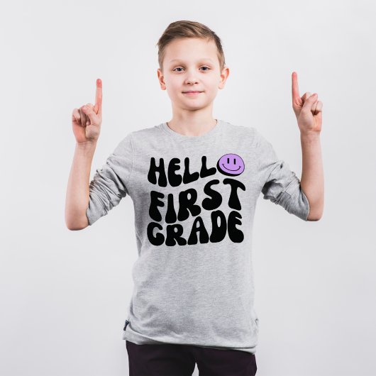 Hallo Eerste klas Retro 1e klas Terug naar School T-shirt