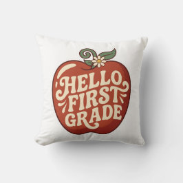 Hallo Eerste Klas Retro Appel Terug naar school Kussen