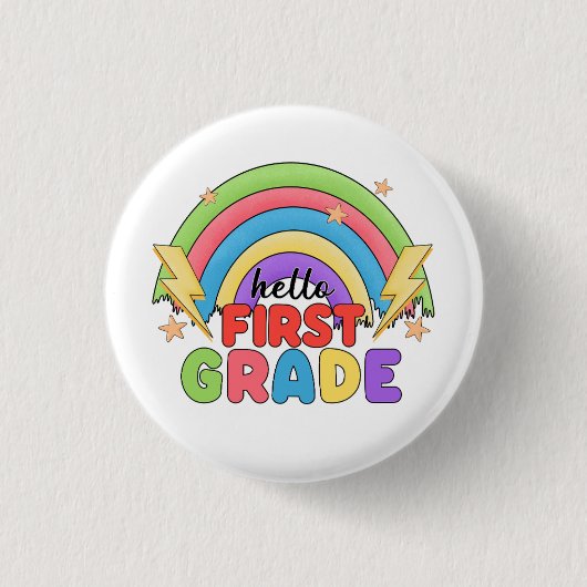 Hallo Eerste Klas Ronde Button 3,2 Cm (Voorkant)