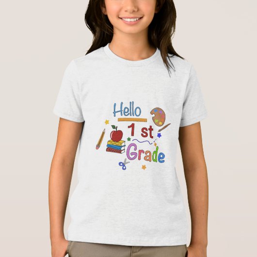 Hallo Eerste klas - Schattige Back to School Desig Tri-Blend Shirt (Voorkant)