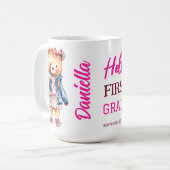 Hallo Eerste klas schattige teddybeer in een jas Koffiemok (Voorkant links)