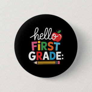 Hallo Eerste Klas Team Squad Terug naar school Ler Ronde Button 5,7 Cm