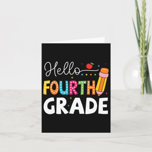 hallo eerste schooldag van de vierde klas terug na kaart (Voorkant)