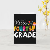 hallo eerste schooldag van de vierde klas terug na kaart (Gele Bloem)
