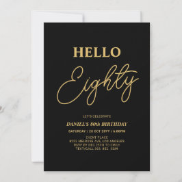Hallo Eighty | Goud & Zwart 80ste verjaardagsfeest Kaart