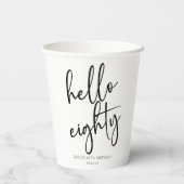 Hallo Eighty minimalistisch eenvoudig 80e verjaard Papieren Bekers (Achterkant)