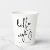 Hallo Eighty minimalistisch eenvoudig 80e verjaard Papieren Bekers (Voorkant)