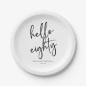 Hallo Eighty minimalistisch eenvoudig 80e verjaard Papieren Bordje (Voorkant)