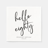 Hallo Eighty minimalistisch eenvoudig 80e verjaard Servet (Voorkant)