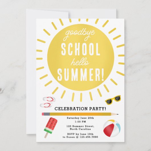 Hallo Einde van het schoolafscheid - Kinder zomerf Kaart (Voorkant)