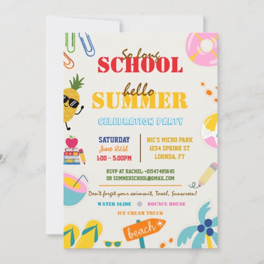 Hallo Einde van het schoolfeest, Kaart (Voorkant)