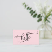 Hallo Elaboration Script Typografie op Bleekroze Visitekaartje (Staand voorkant)