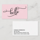 Hallo Elaboration Script Typografie op Bleekroze Visitekaartje (Voorkant / Achterkant)
